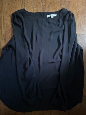LOFT Black Long Sleeve Flowing Blouse